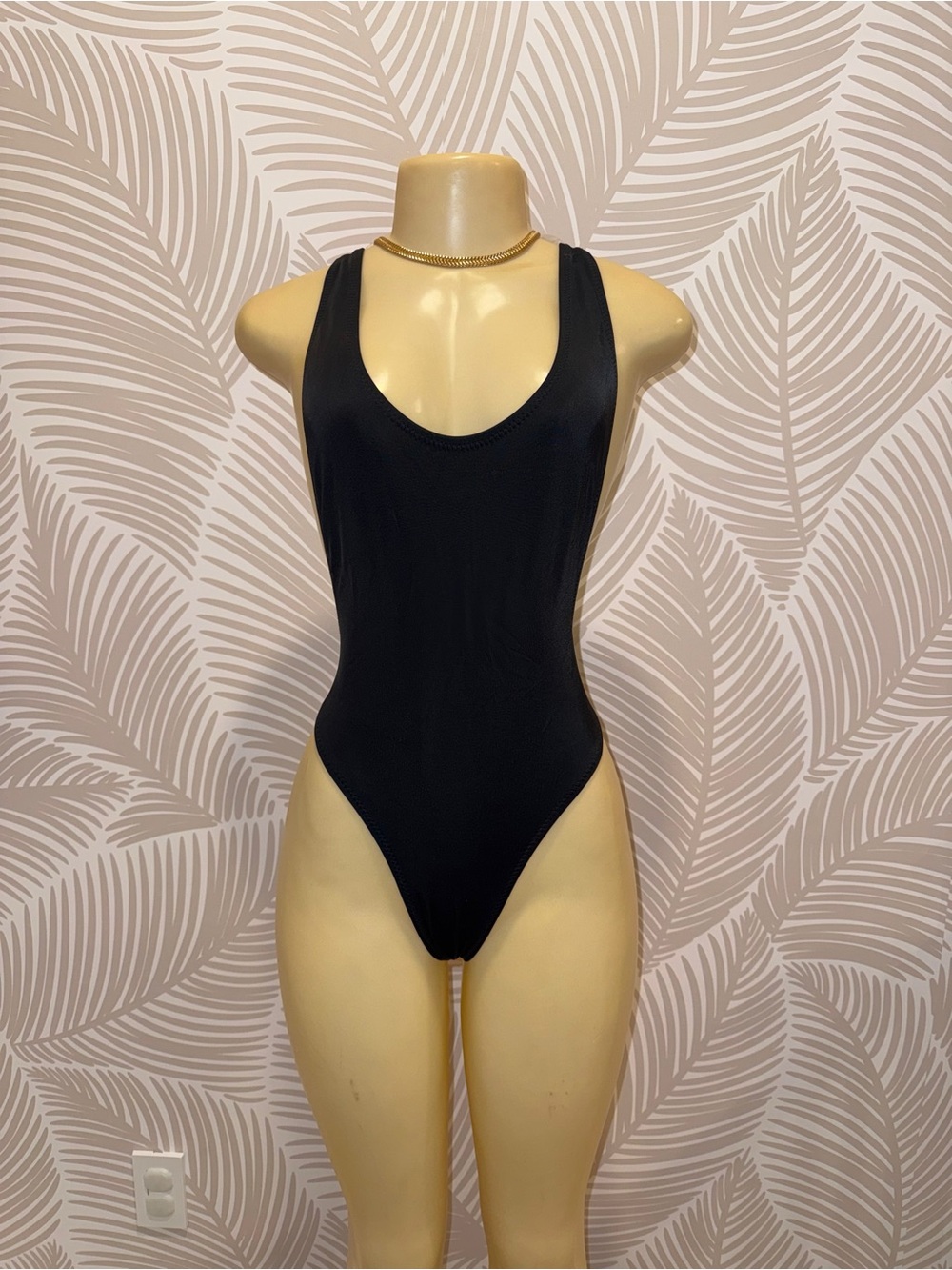 Classic Black Women’s One-Piece Swimsuit - Sleek Scoop Neck with Sarong wrap